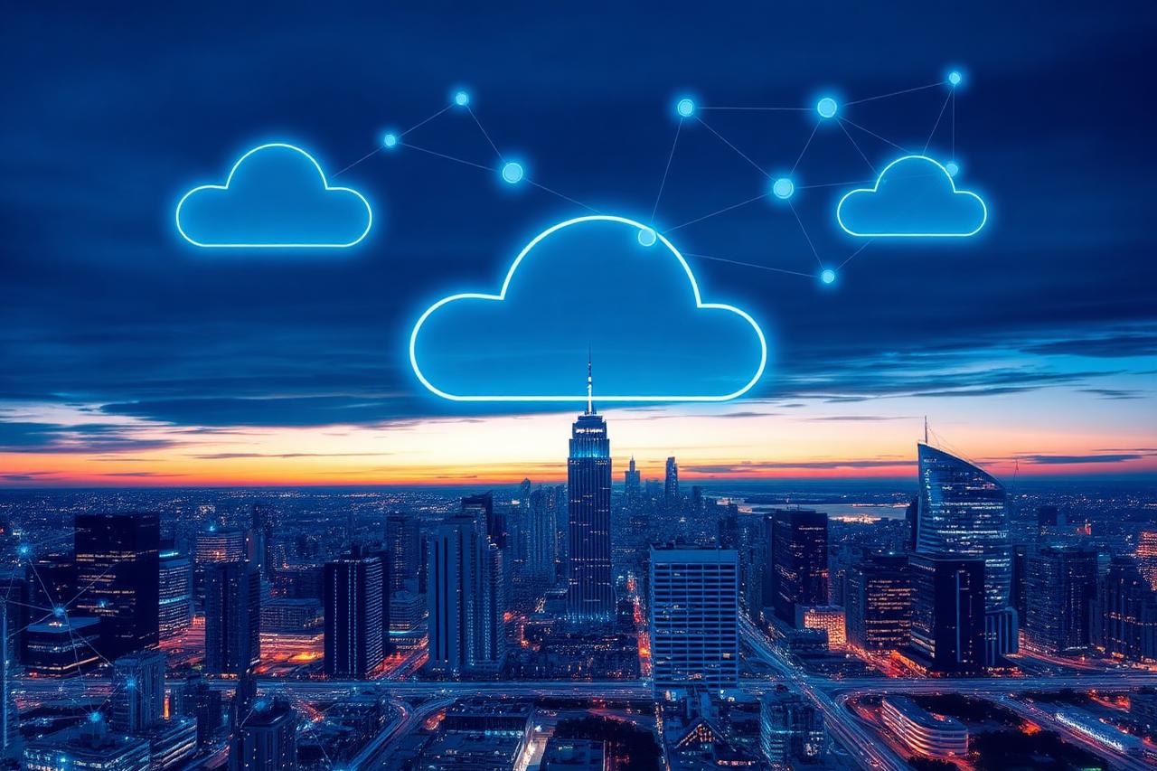 Tecnologia de telefonia em nuvem sobre a cidade