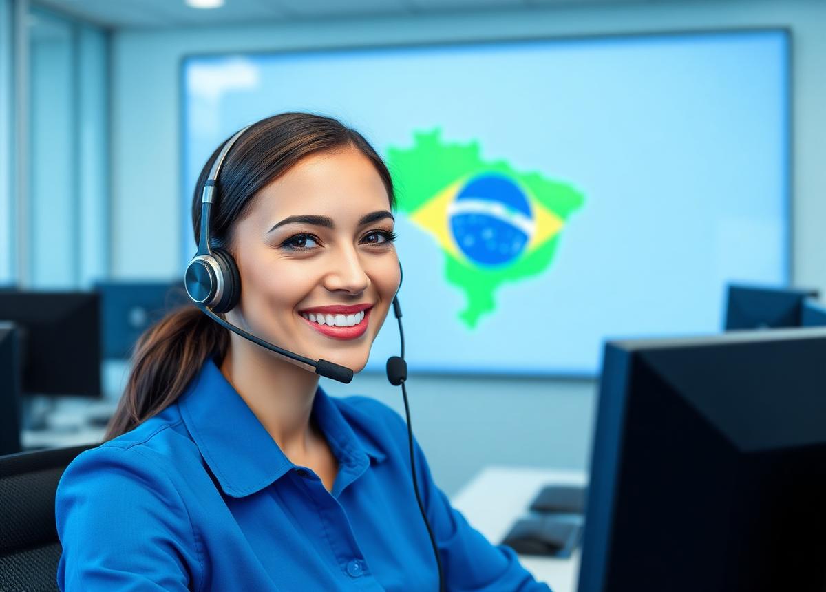 Atendente de central telefônica empresarial com atendimento nacional